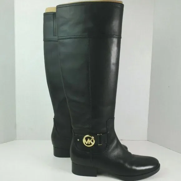 Michael Kors Size 5M Harland Riding Boots Leather Wide Shaft Color Black - Picture 6 of 11